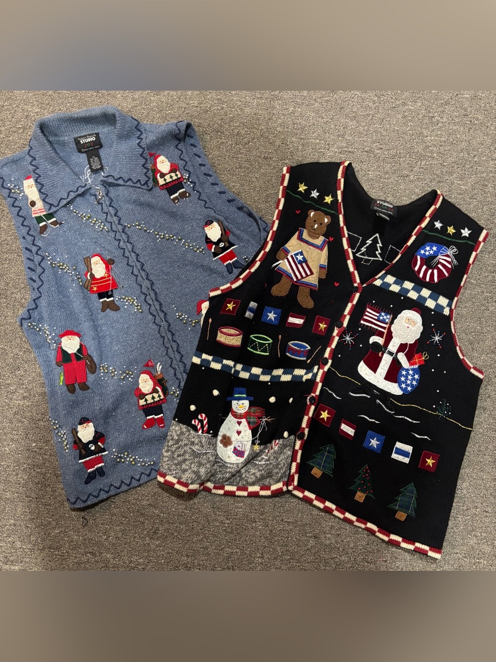 Studio Fa La La Christmas Sweater vest embroidered 3D set of 2 2X